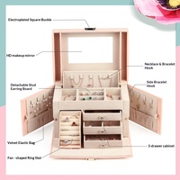 Boîte de rangement à bijoux multi-couches grande capacité avec tiroirs, boîte à bijoux de luxe en cuir PU