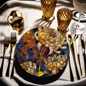 زجاج قابل للتخصيص 13 إنش بتصميم زهور من البلاستيك PP مستدام لحفلات الزفاف والمآدب والمناسبات الفندقية-MOQ - Product Image 3