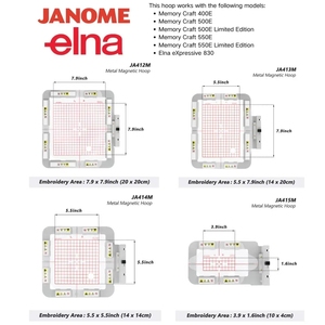 Aros de Bordado Hoops SQ20B REB 10B 14B para Máquinas Janome <span class=keywords><strong>MC</strong></span> 500E 400E 550E Elna eXpressive 830 - Product Image 1