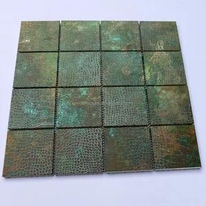 2024 nuove tessere di mosaico in alluminio finta pelle di coccodrillo con motivo a coccodrillo verde tessere di mosaico in metallo