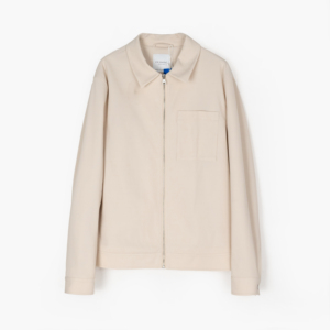 Veste en tricot à col et fermeture éclair intégrale minimaliste pour <span class=keywords><strong>homme</strong></span> de haute qualité - Tissu doux beige, chemise décontractée - Product Image 1