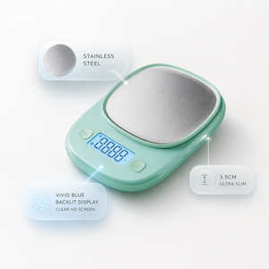 Balance de cuisine numérique électronique 0,5g vert sauge en ABS pour peser les aliments, équipement culinaire domestique LCD pour la pâtisserie - Product Image 2
