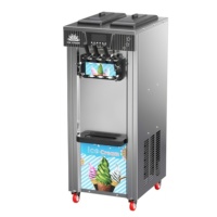 Nieuwe CE-gecertificeerde 3-smaken melk & fruit soft serve ijsmachine, commercieel, 20L/u, hoge productiviteit, desktopmodel