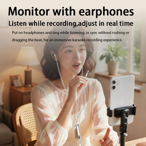 Casque filaire avec écran intelligent, qualité sonore stéréo claire, adapté à la diffusion en direct à domicile et au karaoké avec microphone - Product Image 3