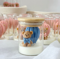 LANJO Niedliche Schleifenknoten-Teddybär-Heißluftballon-Duftkerze mit individuellem Logo für Geburtstagsgeschenk, Heimdekoration, Partygeschenk