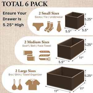 Lot de 6 organiseurs de vêtements pour bébé, organiseur de tiroir pour commode, organiseur de tiroir pliable en tissu pour vêtements de bébé, bacs de rangement pour placard - Product Image 2