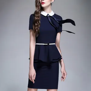Conjunto de ropa de oficina elegante para mujer, traje formal de negocios, blusa, Falda corta, nuevo diseño personalizado