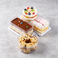 Boîte de conservation fiable en plastique PS rigide transparent avec couvercle protecteur pour tiramisu, mousse, gâteau à étages, biscuits, fruits, pâtisseries, desserts.