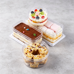 Boîte de conservation fiable en plastique PS rigide transparent avec couvercle protecteur pour tiramisu, mousse, gâteau à étages, biscuits, fruits, pâtisseries, desserts. - Product Image 5