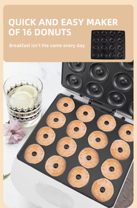 Máquina para Hacer Donuts, Máquina para Desayunos, Máquina para Hacer Pan Casero, Calentamiento de Doble Cara con 16 Orificios, Mini Máquina Eléctrica para Hacer Donuts - Product Image 4