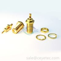 SMA Jack hembra Pin recto Conector coaxial Mamparo Tipo de soldadura Montaje en panel