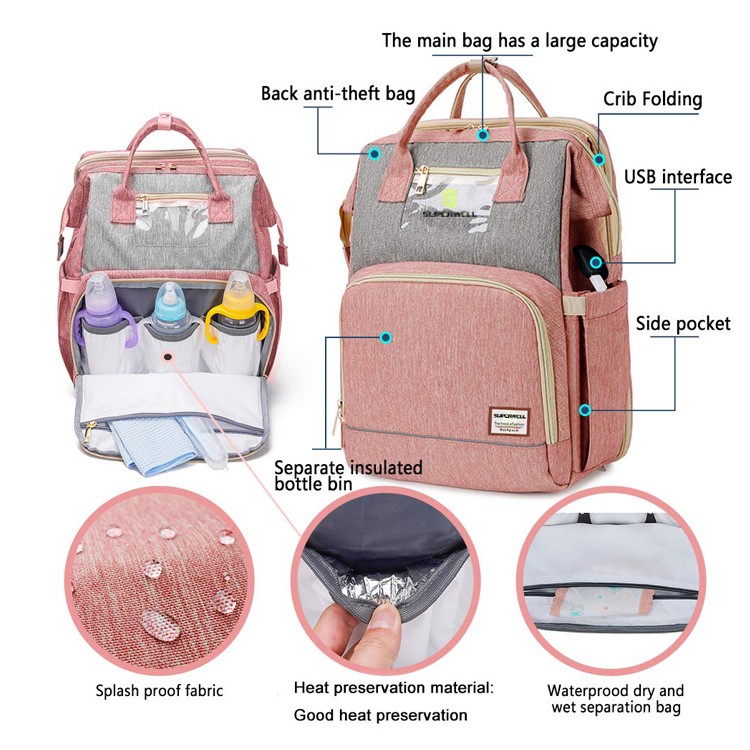 Многофункциональная дорожная Водонепроницаемая Переносная вместительная сумка-Органайзер с Usb для мамы и младенца