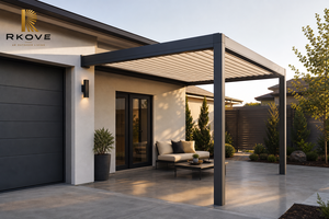 Pérgola Moderna de Aluminio RKOVE, Rectangular, con Recubrimiento de Polvo Negro, Estructura de Sombra para Exteriores y Jardín - Product Image 4