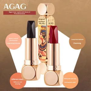 Rouge à lèvres velours Agag Magic Queen 6 couleurs - Teintes rouge tomate éclatantes, design double tube, fini mat viral sur TikTok - Product Image 4