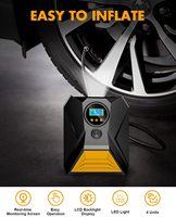 Gonfleur de pneus filaire 150 PSI avec affichage numérique, compresseur d'air, câble de charge USB, arrêt automatique, câble 12V, lumière, câble 12V