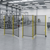 Grillage en acier thermolaqué jaune et noir, modulaire, facile à installer, pour la protection des machines industrielles, clôture de sécurité pour robots