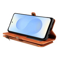 Dompet Kulit PU untuk Samsung S25/S26, 9 Slot Kartu + Kantong Koin Ber-resleting, Penyangga, Pemblokir RFID, 360 °   Perlindungan