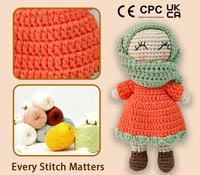 Porte-clés en crochet fait main de style arabe, doux, écologique, durable, avec foulard de poupée, Coran musulman, cadeau pour enfants, Ramadan, Aïd, Amigurumi