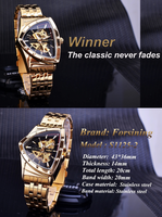 T-Winner Herren Dreieck Automatische Mechanische Uhr Ausgehöhltes Edelstahlgehäuse Mineralglas Faltschließe Casual-Wear