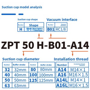 真空発生器非バッファリングハードウェアマニピュレータ空気圧部品Zpt40H/63H/80H/100H/125H-B01-A16頑丈 - Product Image 5