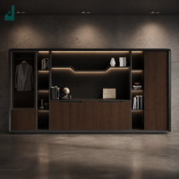 Mueble de Oficina Ejecutivo Modular, Gabinete Decorativo con Paneles Acanalados, Archivador para Oficina de Director Ejecutivo, Vestíbulo Empresarial, Decoración de Empresas
