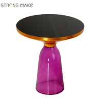 Meubles design haut de gamme Table basse cloche en laiton à base de verre transparent