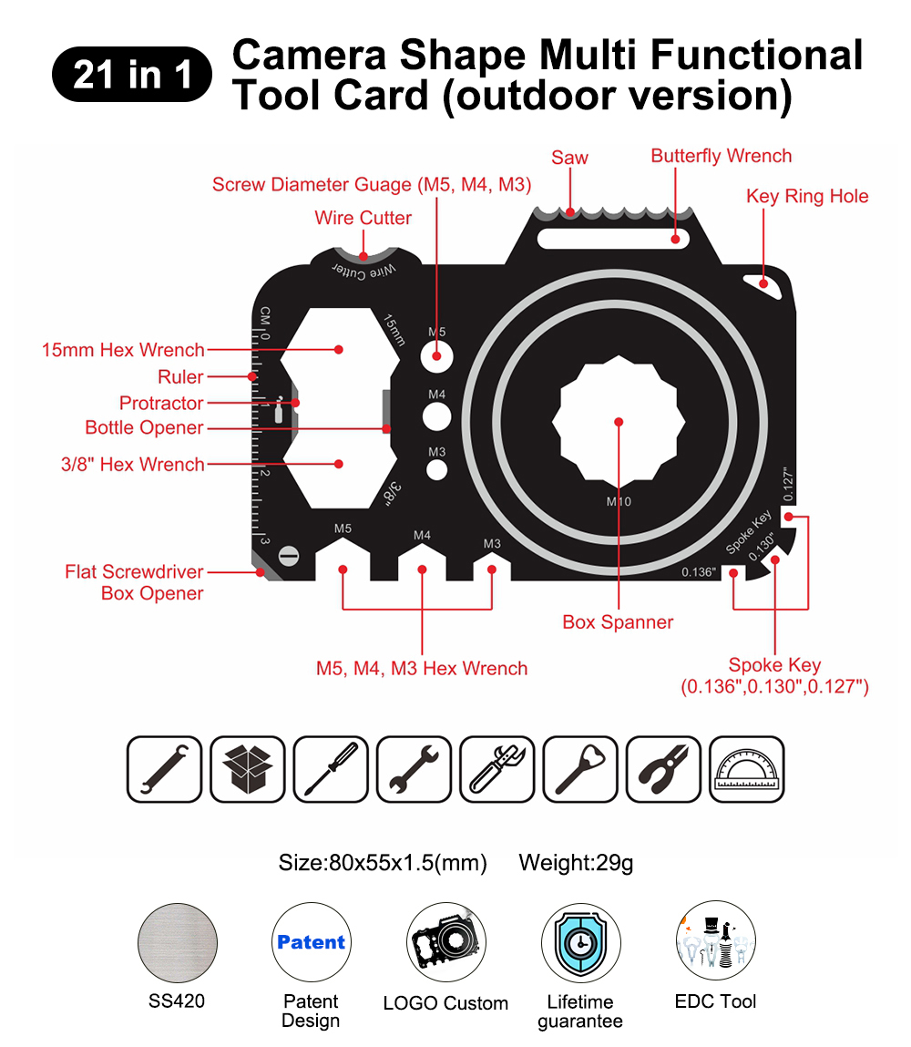 21-in-1 Camera Shape Card Tool (Saw)