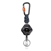 Porte-clés rétractable créatif en alliage pour l'extérieur, avec pendentif, pour la randonnée, la pêche, anti-perte, avec boucle de verrouillage et support de badge d'identification