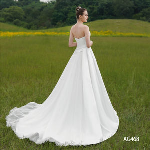 Taille personnalisée en gros une ligne nouveau style robe de mariée formelle robe gracieuse chic épaules dénudées col en V église robe de mariée - Product Image 2