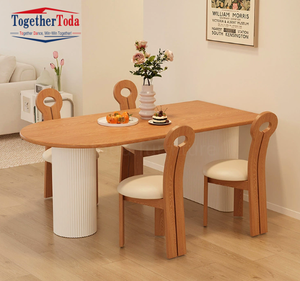 Table de salle à manger ovale en bois massif, style moderne et antique, simple, écologique, durable, avec plateau en bois, pour hôtel, restaurant, mobilier - Product Image 3