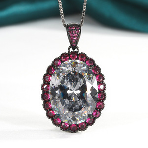 Parures de bijoux en cuivre écologiques en gros, haut de gamme, plaqué or, zircon ovale taillé 15*20mm, collier, boucles d'oreilles et bague tendance pour mariage - Product Image 5