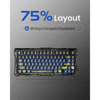 GravaStar Mercury K1 Lite 75% Tri Mode Transparent PC Gasket Hot Swappable Mechanical Keyboard RGB 4000mAh for Gaming