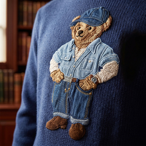 Suéter de Punto Grueso 7GG para Hombre, Estilo Preppy <span class=keywords><strong>Vintage</strong></span>, con Jacquard de Oso, Diseño Retro con Estampado Animal, Mezcla de Lana, para Invierno - Product Image 6
