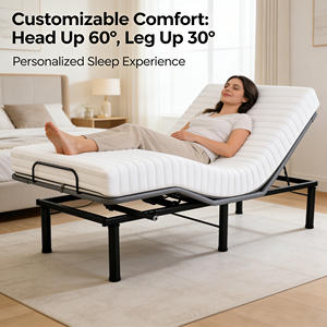 מסגרת מיטה מודרנית גדולה מברזל בסיטונאות |   מתכוונן עם שלט אלחוטי |   ידידותי לסביבה |   בית ספר לחדרי שינה מבד פשתן אפור - Product Image 1