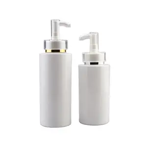 高級120ml150ml300mlホワイトプラスチックPETローションボトルプレスポンプ付きアクリルカバーシャンプーシャワージェルボディウォッシュ用