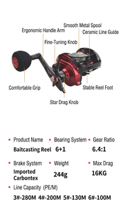 <span class=keywords><strong>Moulinet</strong></span> de pêche baitcasting à profil bas avec logo personnalisé, fabricant OEM, vente en gros, 16 kg de résistance maximale, <span class=keywords><strong>moulinet</strong></span> de pêche baitcaster en fibre de carbone, usine - Product Image 2