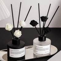 Diffuseur de parfum en rotin avec fleurs en verre, huile parfumée d'aromathérapie pour la maison, l'hôtel, le bureau, longue durée