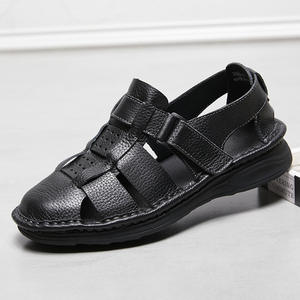 Men's Handmade Leather <b>Closed</b> <b>Toe</b> <b>Sandals</b> 2026 <b>Summer</b> Cool Lightweight Velcro Durable Hand Stitched Men Footwear - Product Image 4