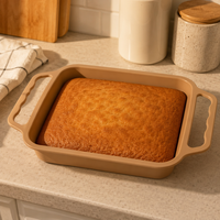 Moule à gâteau en silicone pour plaque de cuisson carrée, avec cadre métallique renforcé et doubles poignées