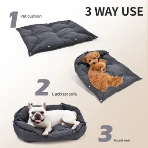 Üç yollu kullanım köpek yatağı yağ geçirmez su geçirmez kumaş evcil hayvan yastığı arkalığı kanepe köpek kedi yuva