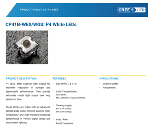 CREEs คุณภาพดี CP41B-WES-CK0P0154 60DG C-WT STNDOF P4 3.6V LED 9000K ไฟ LED สีขาว - Product Image 2
