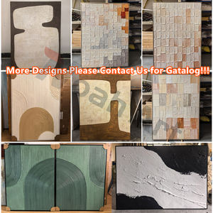 Decorazione camera da letto fatta a mano argilla astratto testurizzato Boho metà secolo pittura Beige nero Wabi Sabi Wall Art - Product Image 4