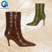 Cuir PU effet huile pour chaussures, dessus en cuir synthétique gaufré grain crocodile # 8A1912