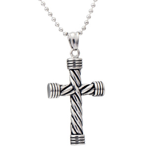 Collar con Colgante de Cruz, Diseño Trenzado de Acero de Titanio, Joyería de Moda para Mujer, Cadena de 60 cm - Product Image 1