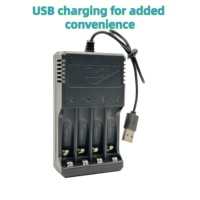 Chargeur de piles AA AAA USB HWD à 4 emplacements avec éclairage LED, certifié CE/ROHS, 1,2 V 800 mA, pour appareil photo, maison, bureau et voyage