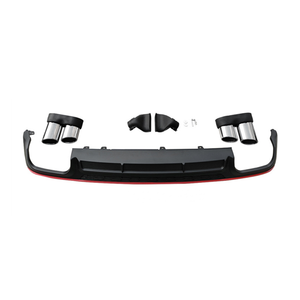 Nero con diffusore posteriore bordo rosso con tubi di scarico per Audi A6 C8 2019-2022 aggiornamento <span class=keywords><strong>S6</strong></span> tipo auto diffuso paraurti posteriore labbro - Product Image 1
