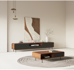 Set Mobile TV e Tavolino di Lusso Moderno, Parete Attrezzata Minimalista, Mobili in Legno <span class=keywords><strong>per</strong></span> Casa o Hotel <span class=keywords><strong>per</strong></span> Camera da Letto e <span class=keywords><strong>Soggiorno</strong></span> - Product Image 3