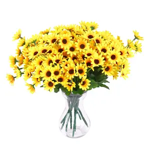 GM 24 heads Artificial Sunflower Bouquets, Fake Wildflowers for Baby Shower Home Wedding Spring Decor