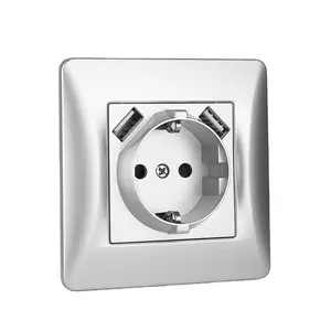EU Standard PC Material Electric Type A USB Schuko Socket Electric Socket With Double 2 USB Ports