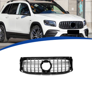 Parrilla Delantera para Mercedes-Benz Clase GLB, Totalmente Negra con Franjas Verticales Plateadas, Material ABS, 2020-2023 - Product Image 1